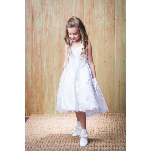 The Rain Kids Little Girls White Virgin Mary Ruffle Detachable Baptism Dress 2-6 - SophiasStyle.com
